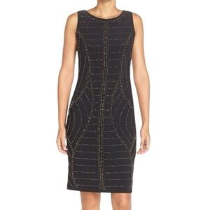 Chetta B Black Bronze Beaded Knee Length Cocktail Dress Women’s US 10